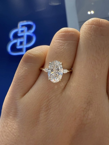 Regal Tulip Hidden Halo Oval Lab-Grown Diamond Ring