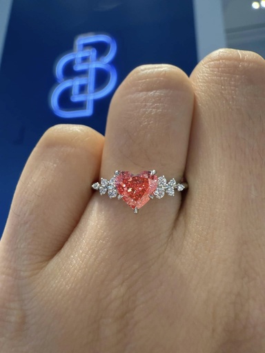 [RTBBC5HEART-W1] Baby Breath Regal Tulip Heart Shape Pink Lab-Grown Diamond Ring